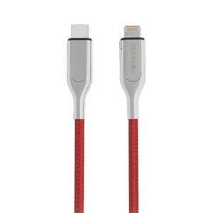 Forever Core Ultranopea MFI USB Type-C / Lightning, 2,4A lataus- ja synkronointikaapeli 1,5m, punainen
