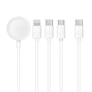 Magneettinen 4in1 Apple Watch -latauskaapeli - Lightning + USB-C + Micro-USB - C3186 