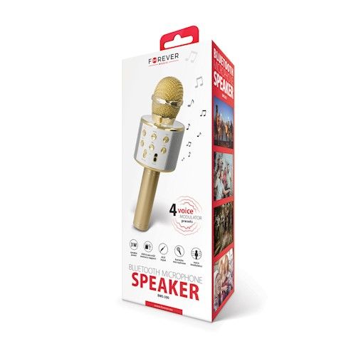 Forever BMS-300 Bluetooth langaton karaoke mikrofoni / kaiutin - Kulta