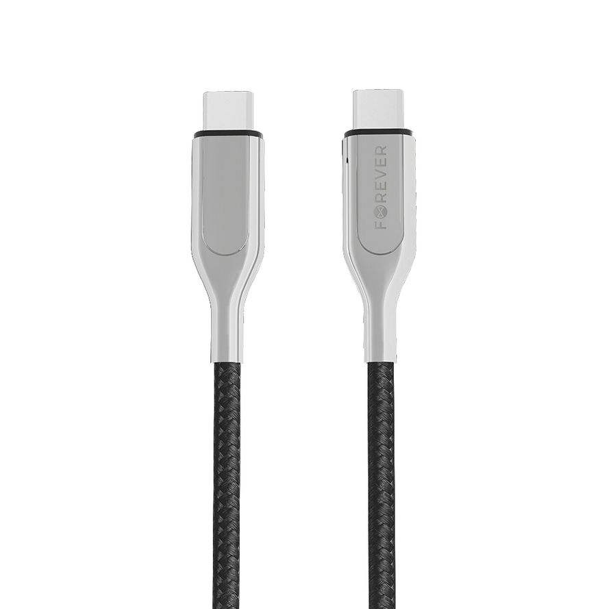 Forever Core Ultranopea USB Type-C / USB Type-C, 3A lataus- ja synkronointikaapeli 1,5m, musta