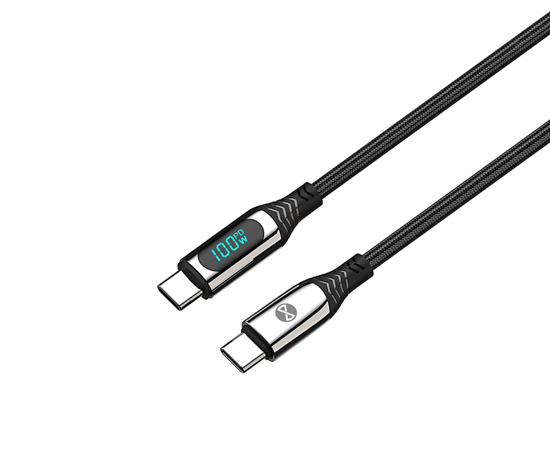 Forever USB-C kaapeli LCD näytöllä - 1m 100W