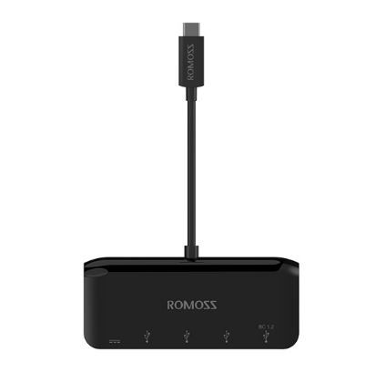 Romoss USB-C / USB-A 3.0/F x 4 adapteri  - musta