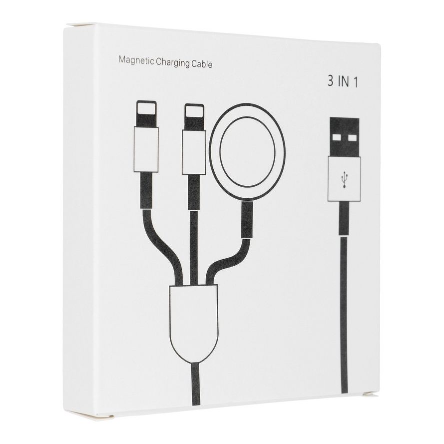 Magneettinen 3in1 Apple Watch -latauskaapeli, Lightning + USB-C