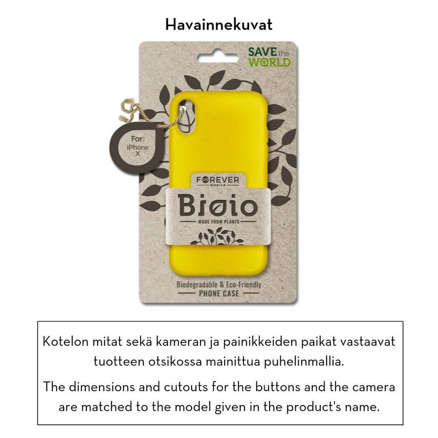 Forever Bioio 100% biohajoava suojakotelo iPhone 11 Pro - keltainen