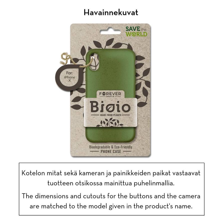 Forever Bioio 100% biohajoava suojakotelo iPhone 11 - vihreä