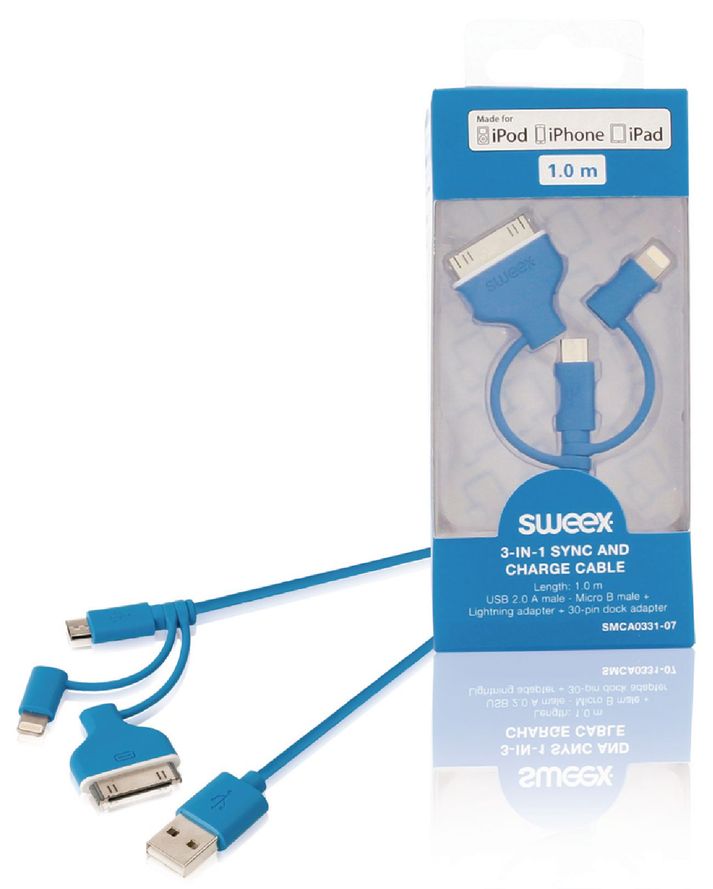 3 in 1 synkronointi ja latauskaapeli, USB 2.0 A urosliitin 3 in 1 synkronointi ja latauskaapeli, USB 2.0 A urosliitin