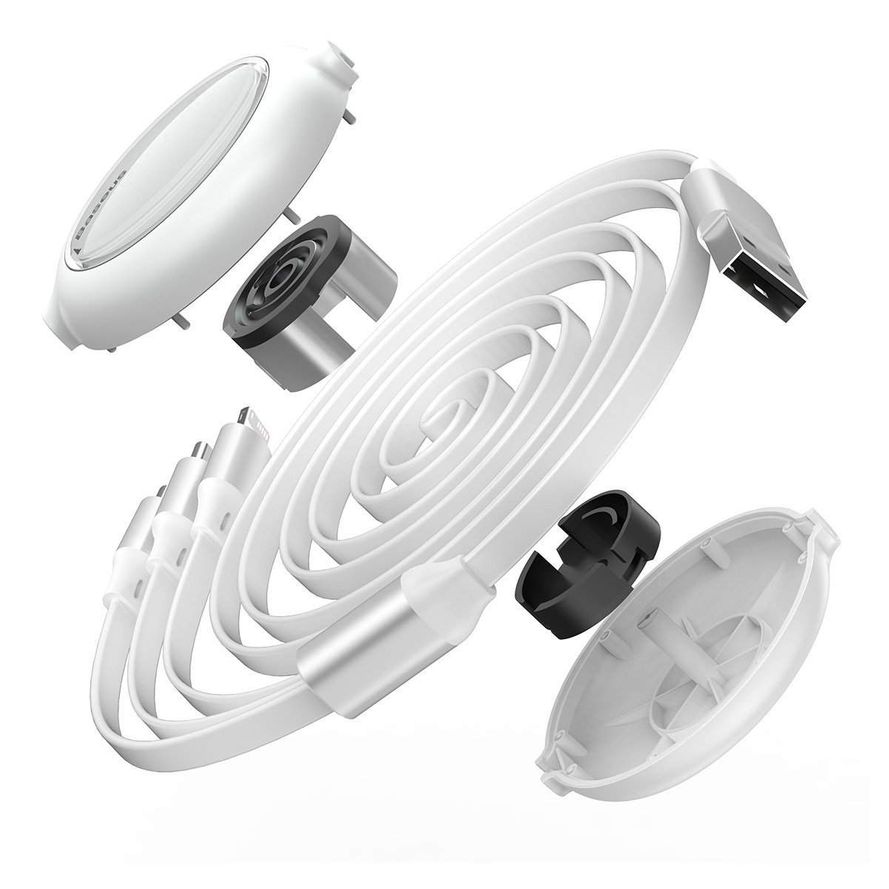 Baseus Bright Mirror 3 in 1 rullakaapeli - USB-C / Mikro-USB ja Lightning 3.5A - 1.5m
