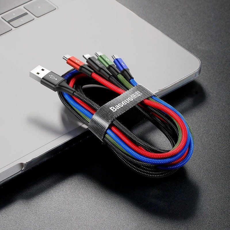 Baseus Fast 4in1 Kaapeli USB - 2 x Lightning + USB-C + microUSB 1,2 m 3,5A