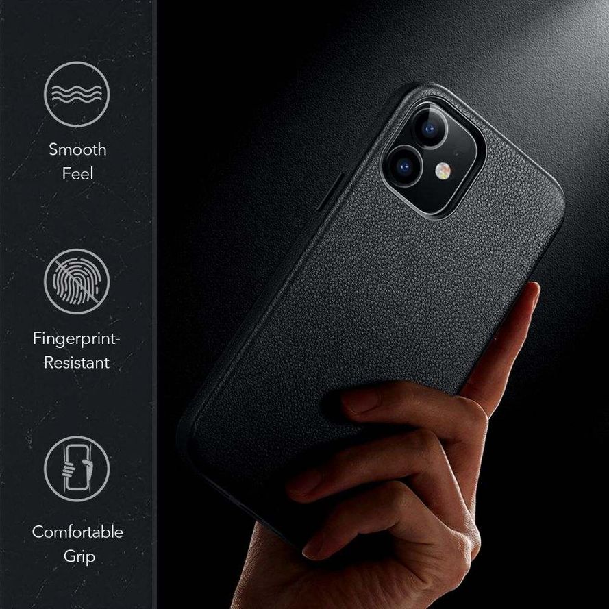 ESR Metro Premium Nahkakuori iPhone 12 Pro Max - Aito musta nahka