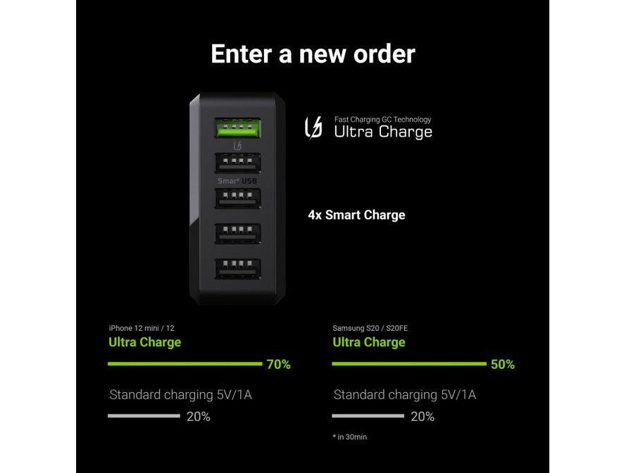 Green Cell Laturi 52W - USB x 5