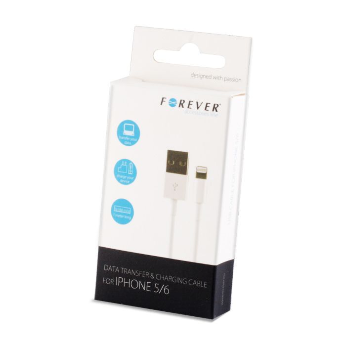 Forever USB Lightning iPhone & iPad kaapeli 3m - Valkoinen