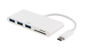 USB-C 3.1 Hub - 3 x USB, Micro SD, SD, 5 Gbps, valkoinen