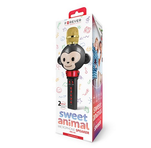 Forever AMS-100 Eläin Bluetooth langaton karaoke mikrofoni / kaiutin - musta