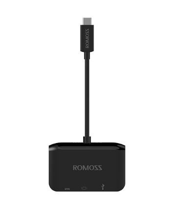 Romoss USB-C / HDMI 4K & USB-A 3.0/F Multiport adapteri - musta