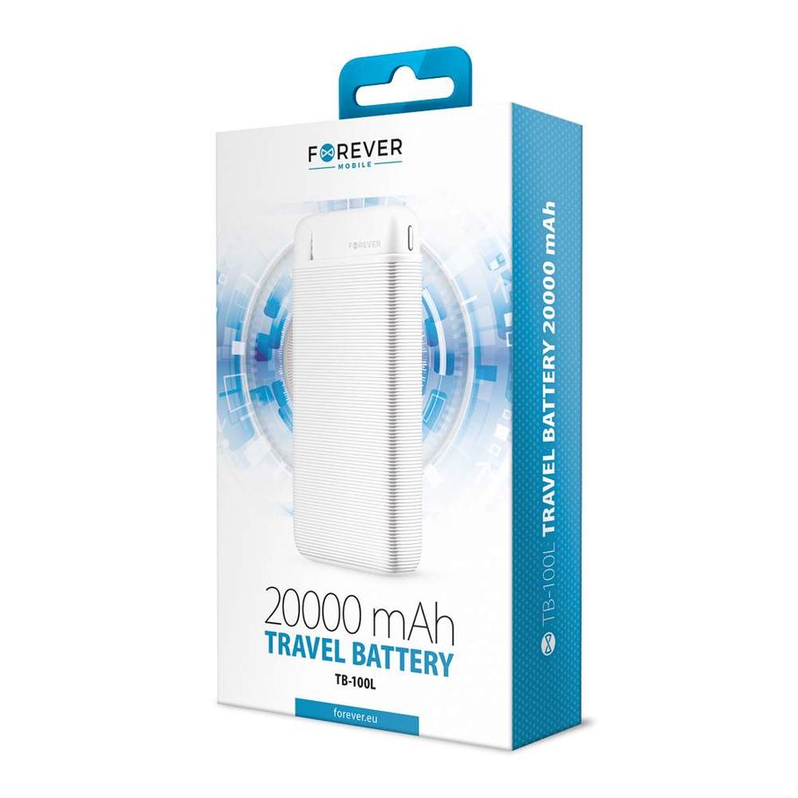 Forever Powerbank varavirtalähde 20 000 mAh TB-100L - Valkoinen