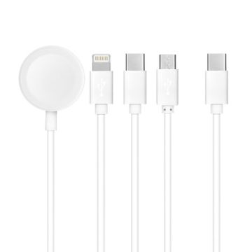 Magneettinen 4in1 Apple Watch -latauskaapeli - Lightning + USB-C + Micro-USB - C3186 