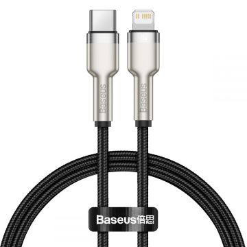 Baseus Cafule Metal USB-C -  USB Lightning kaapeli 25cm 2.4A - musta