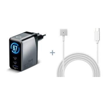 MagSafe 2 -latauspaketti: 67 W USB-C-laturi + USB-C–MagSafe 2 -kaapeli 1,8 m