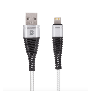 Forever Shark Lightning USB-kaapeli 1m, valkoinen