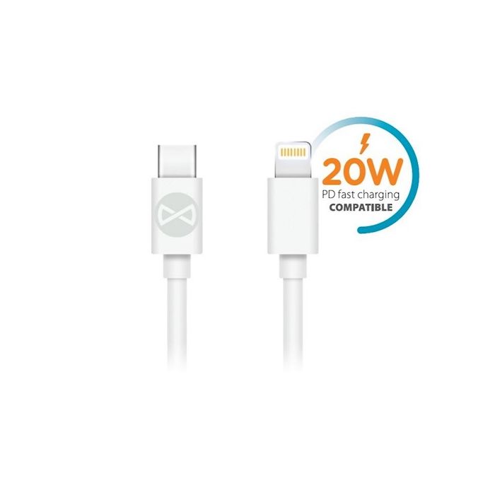 Forever USB-C - Lightning kaapeli 3A 1m 20W, valkoinen