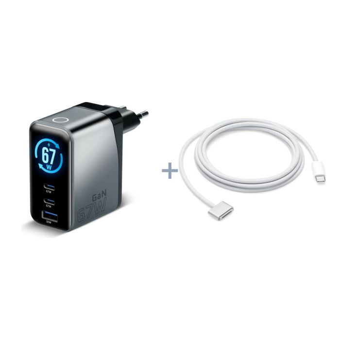 MagSafe 3 -latauspaketti: 65 W USB-C-laturi + USB-C–MagSafe 3 -kaapeli 1,8 m MagSafe 3 -latauspaketti: 65 W USB-C-laturi + USB-C–MagSafe 3 -kaapeli 1,8 m
