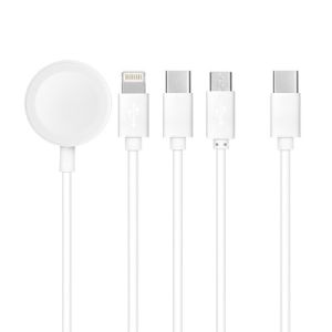 Magneettinen 4in1 Apple Watch -latauskaapeli - Lightning + USB-C + Micro-USB - C3186 