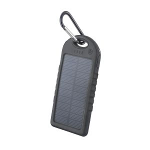 Setty Aurinkokenno Power Bank vara-akku taskulampulla - 5000 mAh - Musta