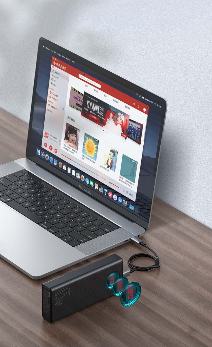 Display‑näyttö Baseus Amblight 30000mAh powerbank