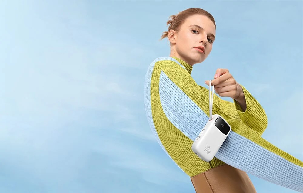 Baseus QPow2 powerbank 30W USB‑C valkoinen
